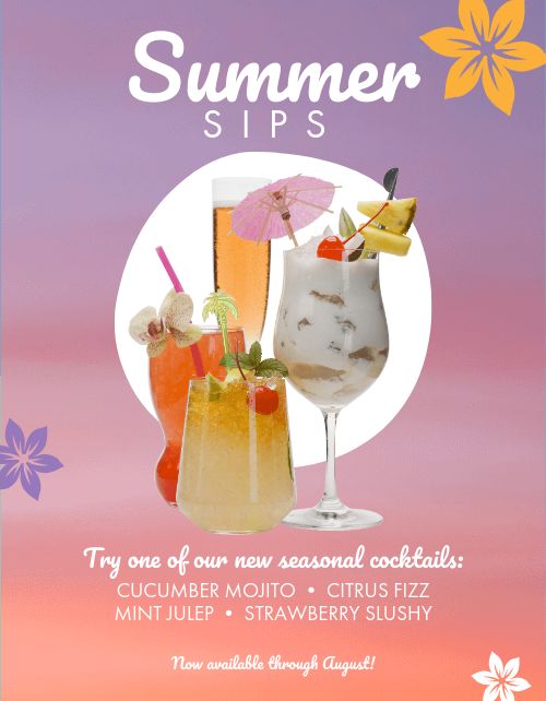 Summer Cocktails Flyer page 1 preview