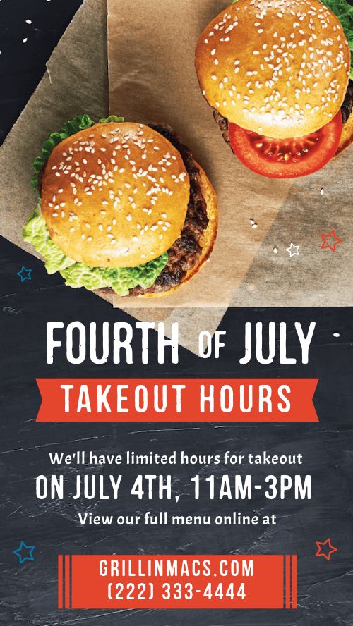 Fourth of July Burgers Instagram Story