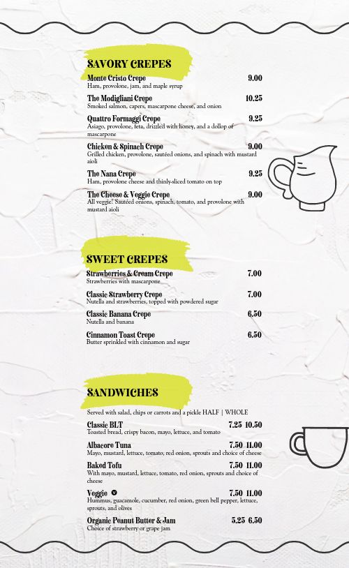Coffee Cup Menu page 2 preview