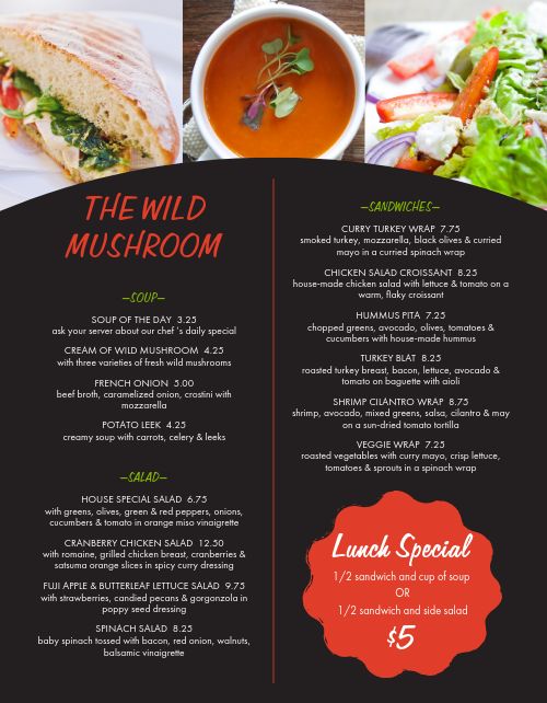 Cafe Lunch Promo Menu Design Template By Musthavemenus