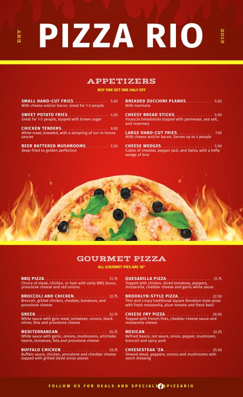 Bold Pizza Menu page 1 preview