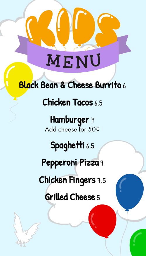 Balloons Vertical Kids Digital Menu Board