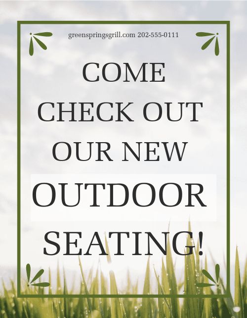 Outdoor Seating Sign page 1 preview