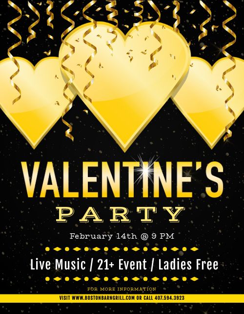 Gold Valentines Party Flyer