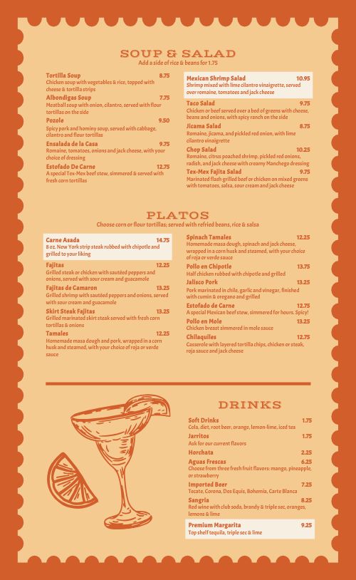 Custom Mexican Menu page 2 preview