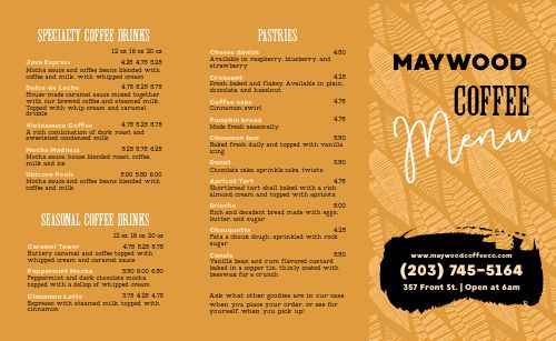 Textured Leaves Coffee Takeout Menu page 1 preview