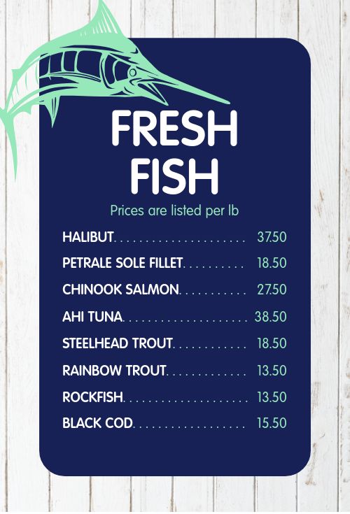 Coastal Cafe Seafood Table Tent page 1 preview