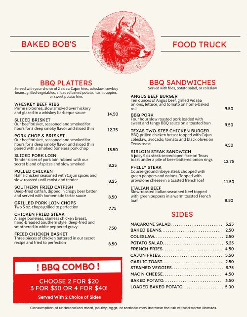 Simple BBQ Food Truck Menu Design Template by MustHaveMenus