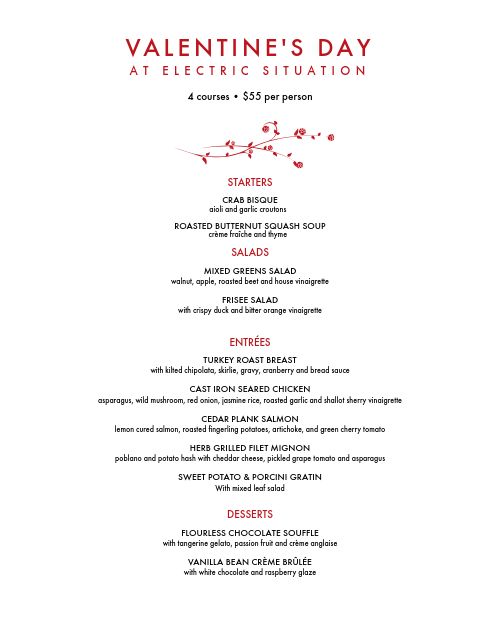 Valentines Day Party Menu Design Template by MustHaveMenus