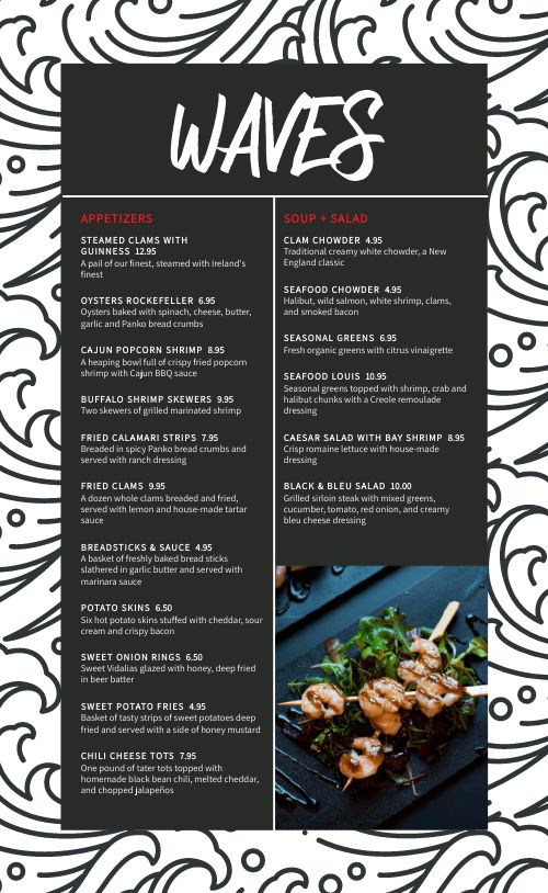 Contemporary Seafood Menu Design Template by MustHaveMenus