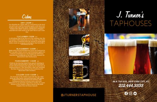 Wooden Taphouse Folded Menu page 1 preview