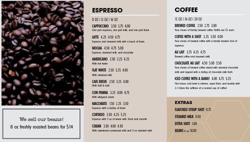 Coffee Espresso Bar Video Menu Board page 1 preview