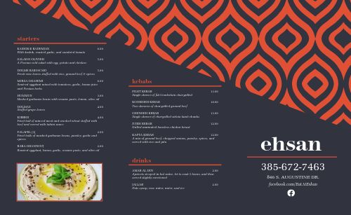 Blue Middle Eastern Takeout Menu