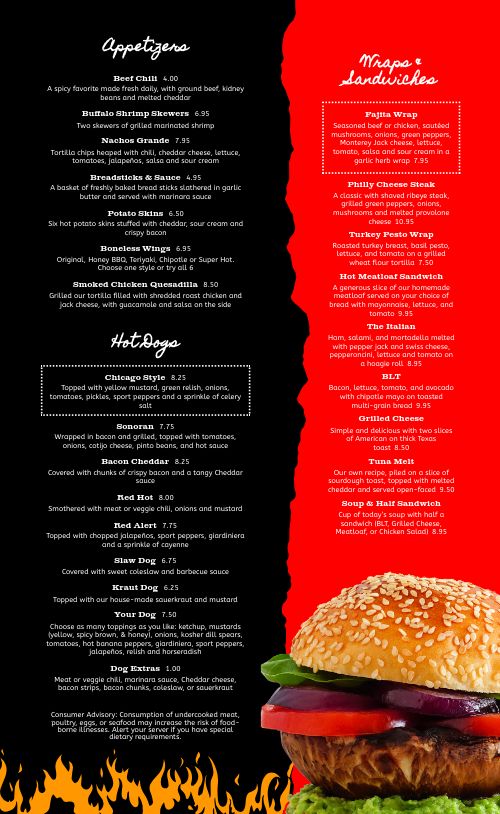 Dynamic Tattered Burger Menu Design Template by MustHaveMenus