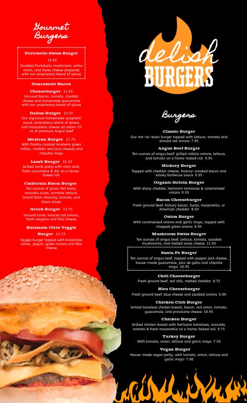 Dynamic Tattered Burger Menu page 1 preview