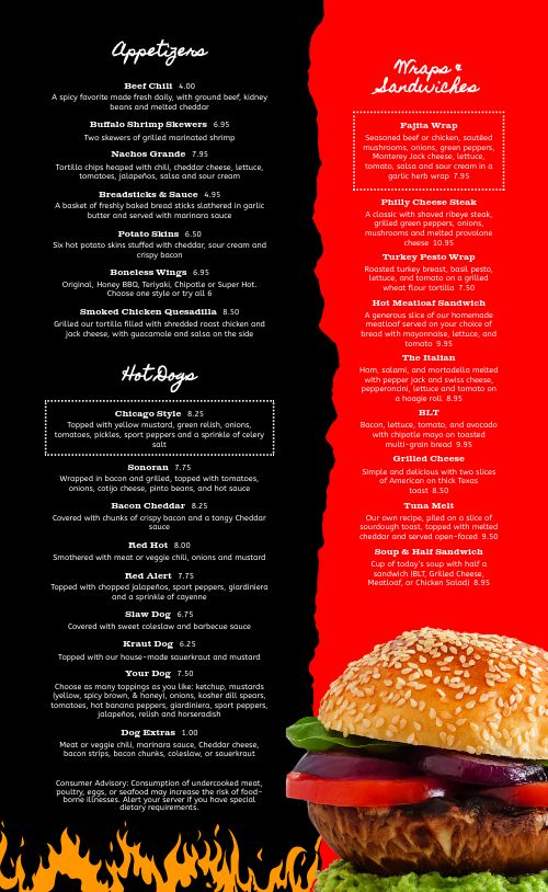 Dynamic Tattered Burger Menu page 2 preview