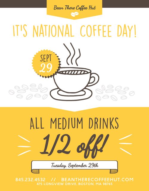 National Coffee Day Sign Template by MustHaveMenus