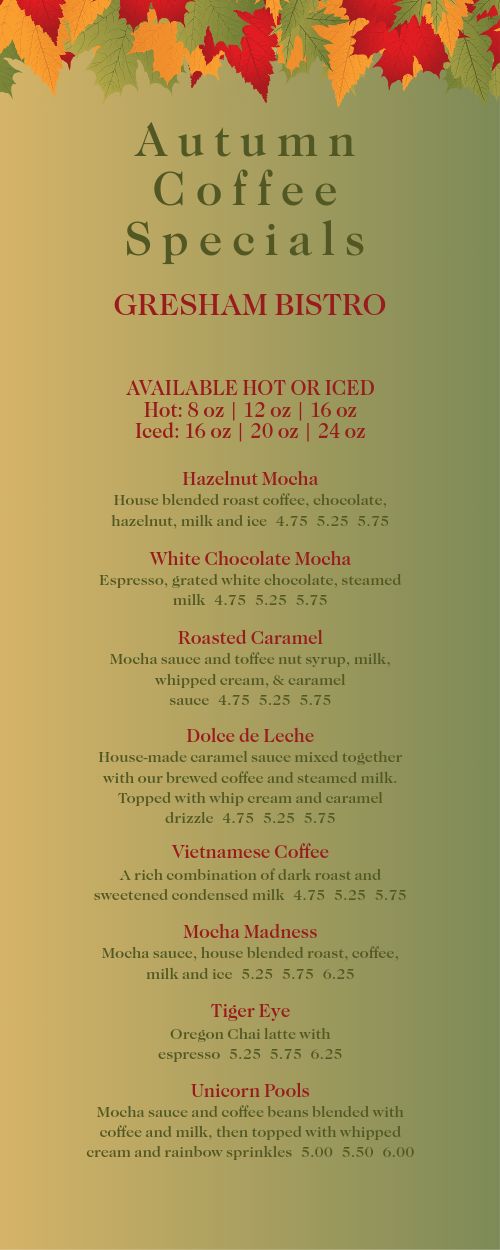 Fall Specials Half Page Menu page 1 preview