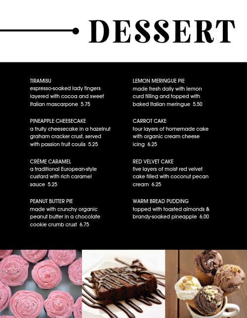 Modern Dessert Specials Menu page 1 preview