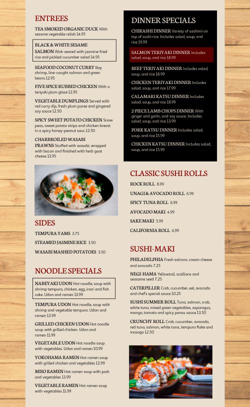 Japanese Izakaya Menu Design Template by MustHaveMenus