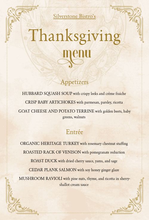 Upscale Thanksgiving Tabletop Insert