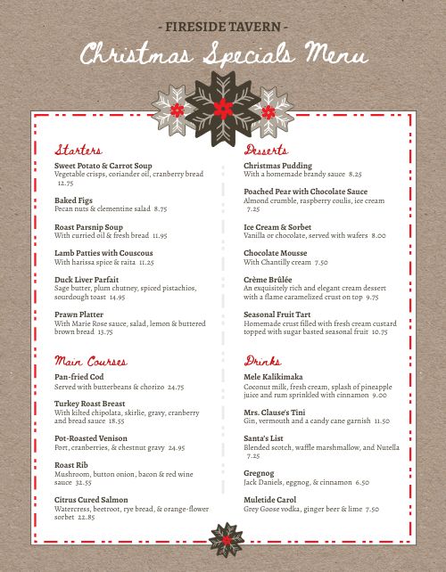 Modern Christmas Menu Design Template By Musthavemenus