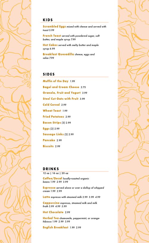 Customizable Breakfast Menu page 2 preview