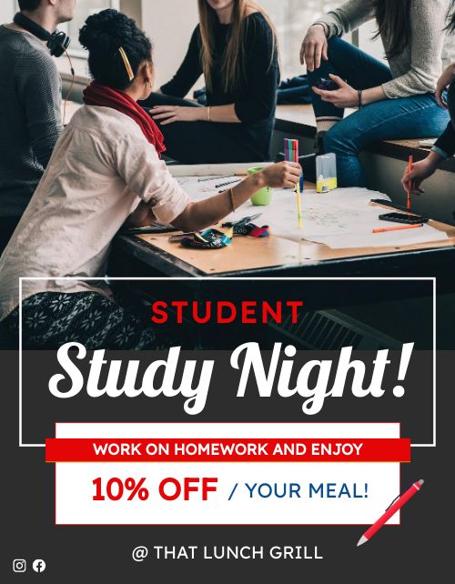 Student Study Night Flyer page 1 preview