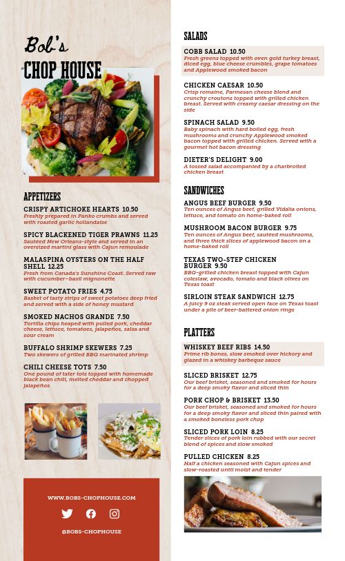 Chain Steakhouse Menu page 1 preview