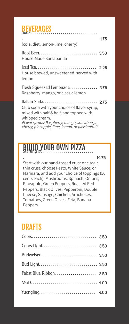 Customizable Pizzeria QR Menu page 2 preview