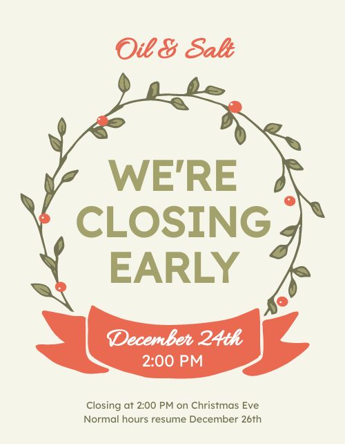 Christmas Closing Hours Flyer