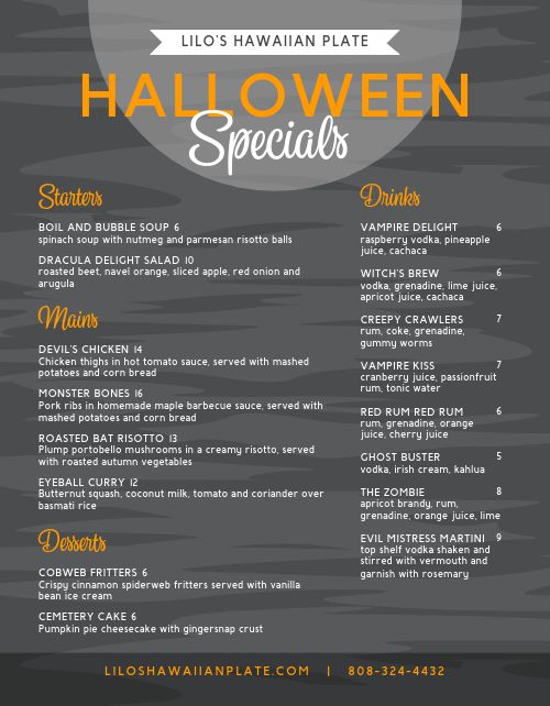 Halloween Cafe Menu Design Template by MustHaveMenus