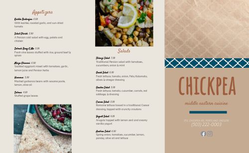 Casual Middle Eastern Takeout Menu