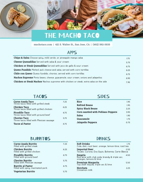Taco Truck Menu Poster page 1 preview