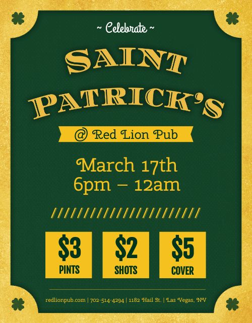 St Paddy's Pub Flyer page 1 preview