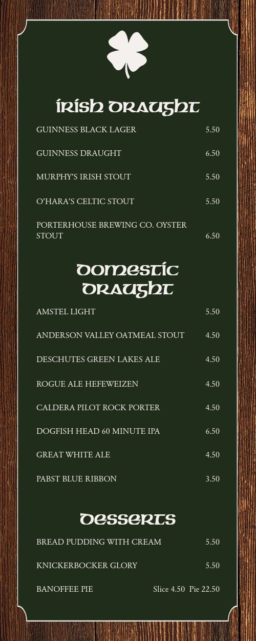 Irish Eatery QR Menu page 2 preview