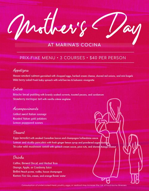 Bright Mothers Day Menu