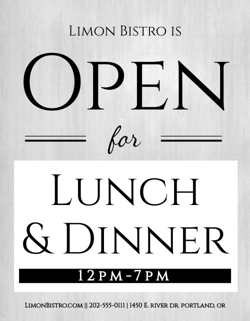 Open Lunch Dinner Flyer