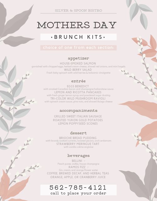 Mothers Day Brunch Menu Design Template by MustHaveMenus