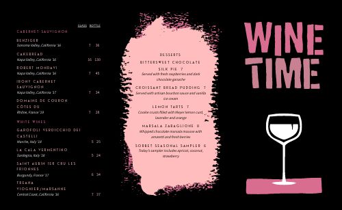 Wine Time Folded Menu page 1 preview