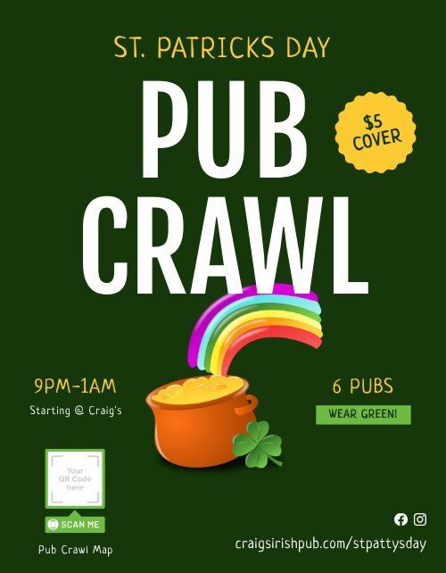 St Patricks Day Pub Crawl Flyer