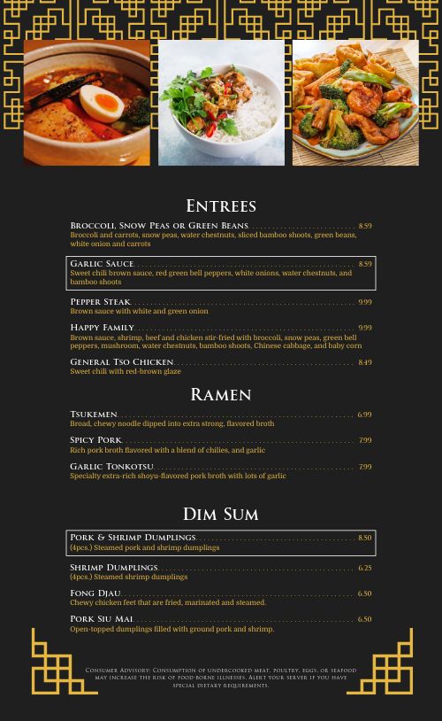 Black and Gold Chinese Menu page 2 preview