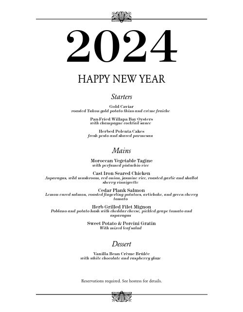 New Years Eve Dinner Menu Design Template by MustHaveMenus