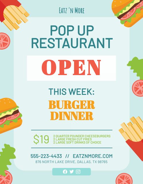 Popup Restaurant Flyer page 1 preview