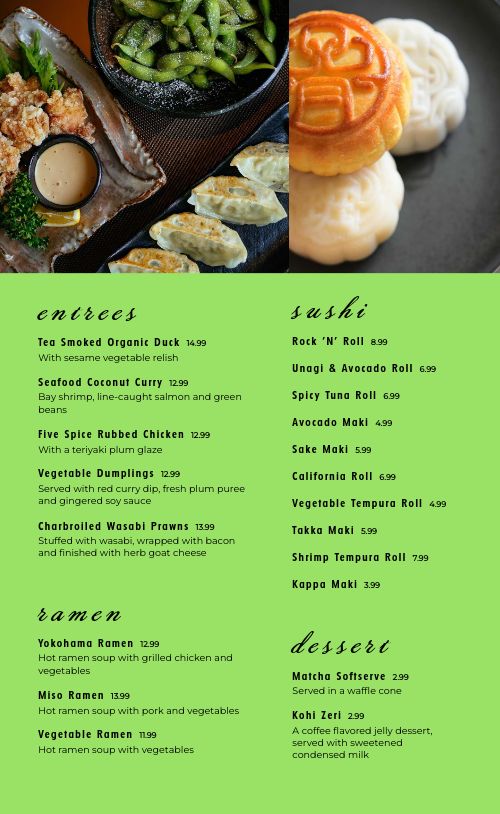 Green Sushi Menu page 2 preview