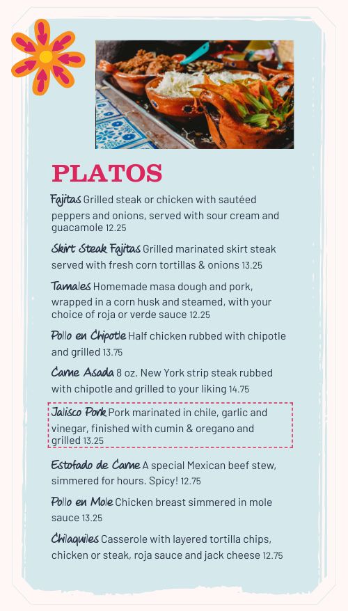 Easy Design Mexican Tall Digital Menu Board page 2 preview