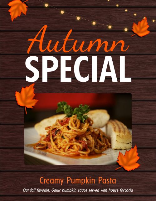 Woodgrain Autumn Specials Flyer page 1 preview