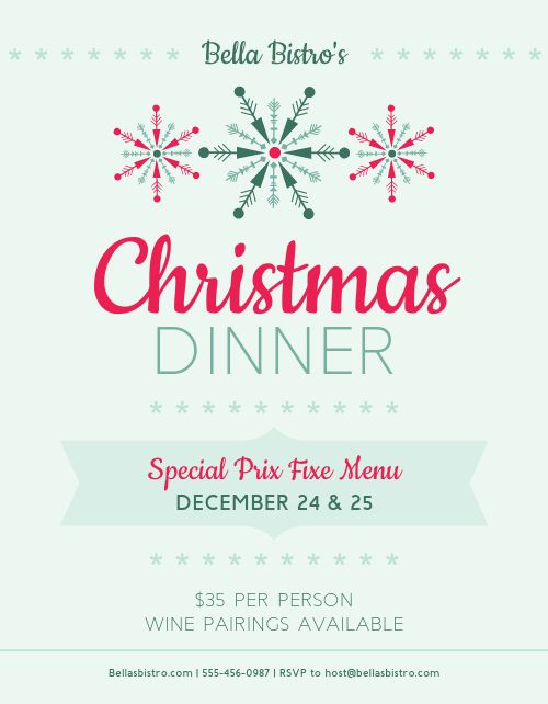Christmas Prix Fixe Dinner Flyer