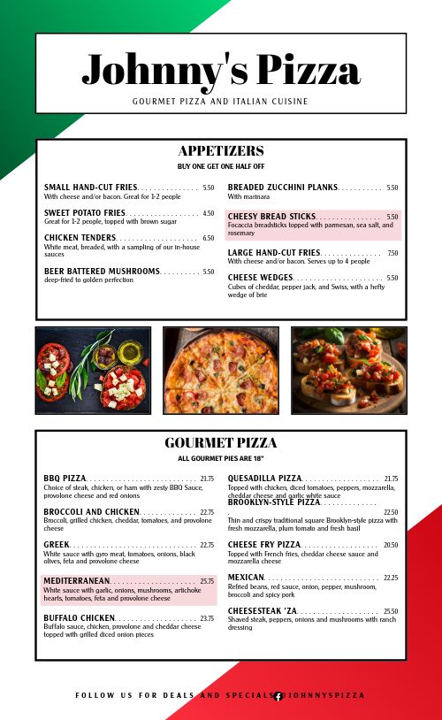 Iconic Pizza Menu page 1 preview
