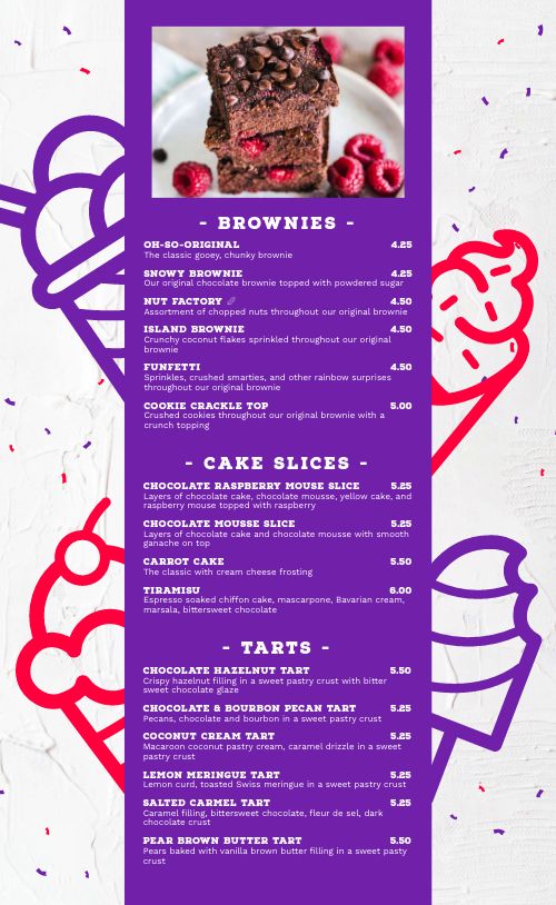 Purple Sweets Menu page 2 preview